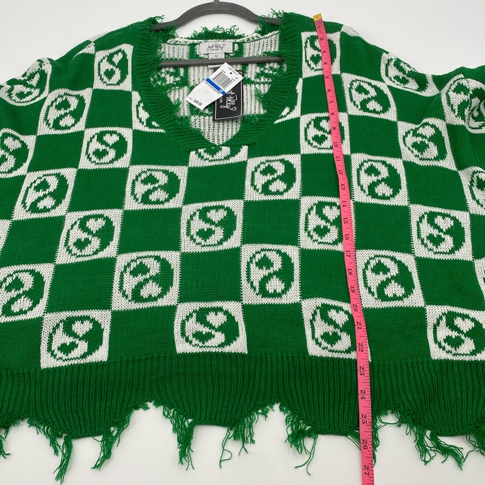 Just Polly Green Mini Yin Yang Destructed Sweater Size 4X Juniors - Picture 7 of 7